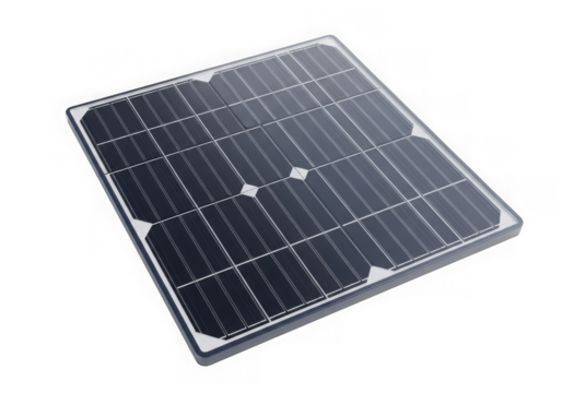 Single solar panel with photovoltaic cells for renewable energy generation - Powered by Adobe