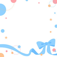 リボンのデコレーションフレーム、円形オブジェクト、ポップなデザイン、正方形サイズ