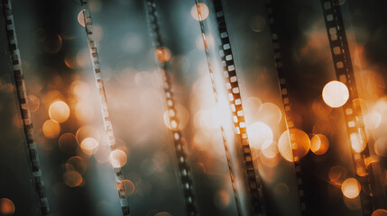 Filmstrip with bokeh effect, evoking a sense of nostalgia and cinematic artistry