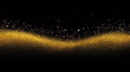 Fototapeta premium Elegant golden glitter wave against a black background creating a luxurious and festive atmosphere for celebrations and events in photography and design projects
