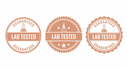 Lab Tested Guaranteed quality seals badges set isolated vector on white background