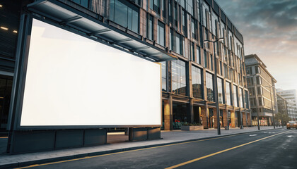 Obraz premium Urban Streetscape with Empty Billboard for Advertising Promotion