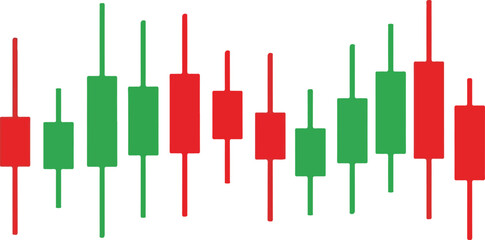 Candlestick chart showing stock market trends and fluctuations over time.