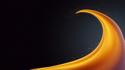 Elegant and Flowing Orange Wave on Dark Background with Glowing Particles Creating a Sense of Motion and Energy in a Modern Abstract Design