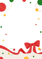 リボンのデコレーションフレーム、円形オブジェクト、ポップなデザイン、縦向き