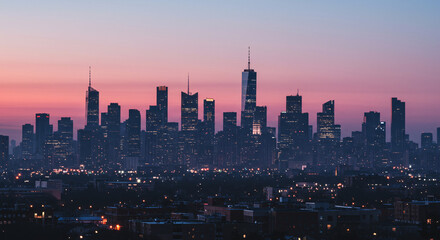 Fototapeta premium Pastel Nightfall City Skyline
