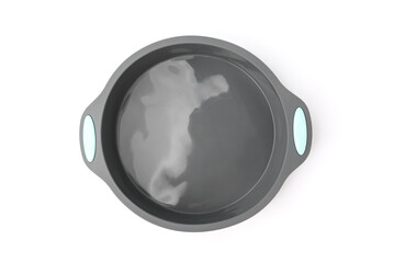 Gray silicone bakeware isolated on white background.