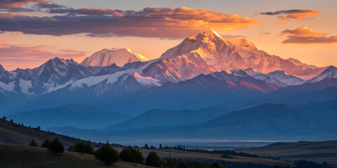 Naklejka premium sunrise in the mountains
