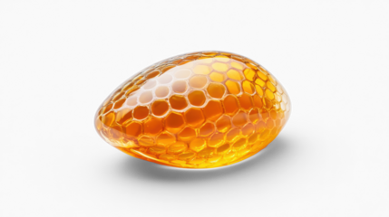 Honey Drop with Hexagonal Pattern on Transparent Background