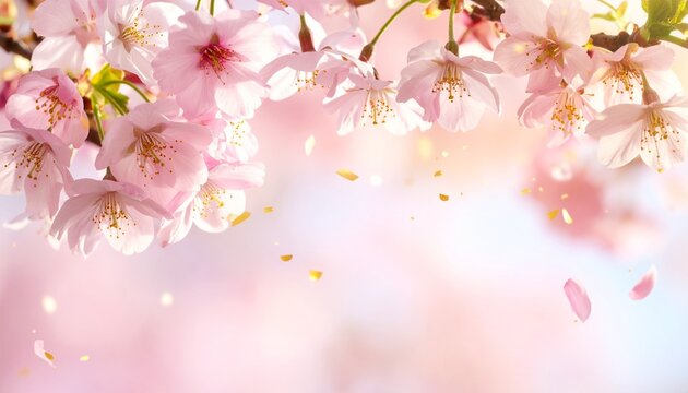 Blooming plum blossom branch on light red background, minimalist Chinese New Year concept