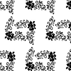 Seamless black floral pattern for textile