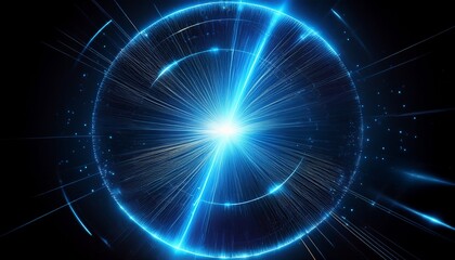 Obraz premium bright blue flare orb with faint streaks against black background