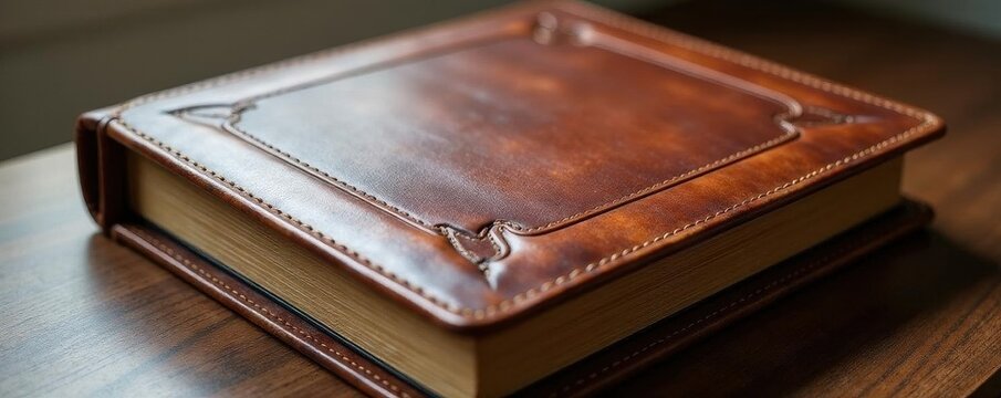 Embossed leather cover,photo album with custom frame , classic, album, custom