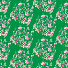 Seamless pink and violet watercolor flower aesthetic