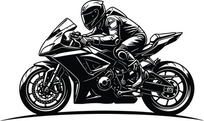 Motorcycle silhouette vector with a dynamic rider pose