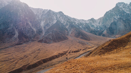 Concept Of The achievement of success - Hiker in the Mountain