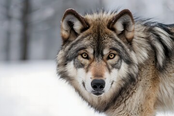 Obraz premium Wolf Standing Isolated on White Background 