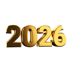 Golden 3d numbers 2026 illuminated against a stark black background representing the upcoming year