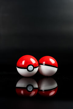 Bangkok, Thailand - November 18, 2025 : The Pokeball. Pokeball is equipment to catch Pok&eacute;mon in a mobile game Pokemon Go.