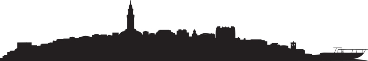 Malta valletta skyline silhouette with sea port building landmark cityscape vector