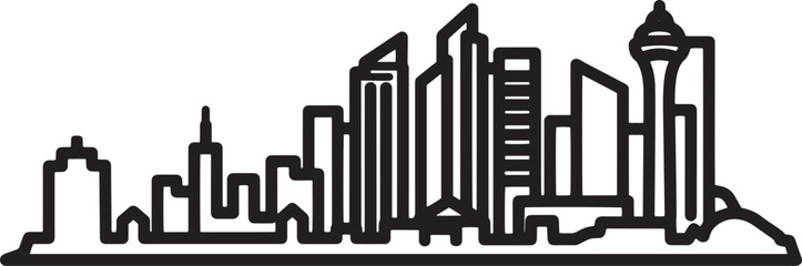 Modern urban city silhouette vector illustration outline style buildings
