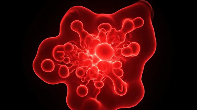 Red Blood Cell Formation and Aggregation Under Microscope View.