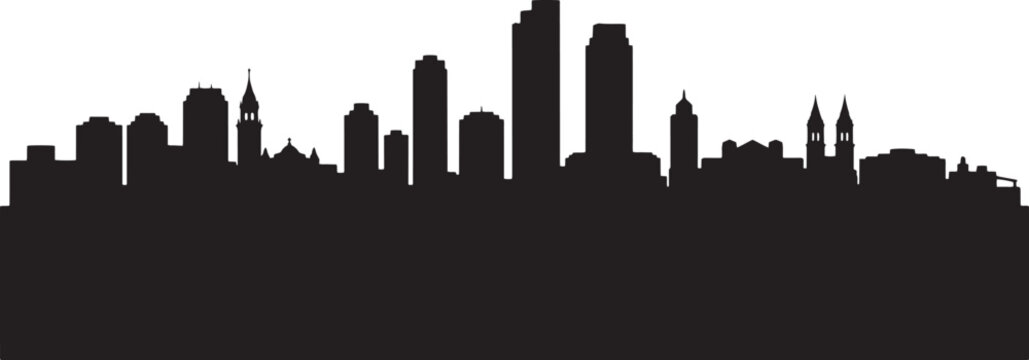 Silhouette of Detroit Michigan cityscape skyline architectural landmarks and details