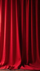 Deep red curtain with subtle light reflections, elegant drape , scarlet, repeat, interior