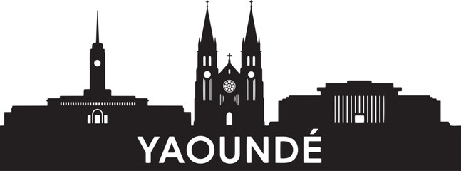 Naklejka premium Yaounde cameroon city silhouette vector illustration of urban skyline landmark