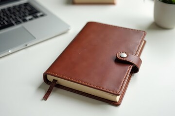 Simple frame, leather diary, clean white table, modern, design, frame