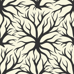 Branching natural root inspired lines extending into organic repetition Seamless Pattern Design
