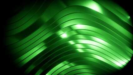 Gradient glass,Futuristic Green Metallic 3D Wavy Lines Abstract Background, High-Tech Artificial Intelligence and Digital Data Flow Concept