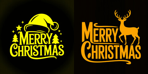 Creative Merry Christmas designs with festive elements