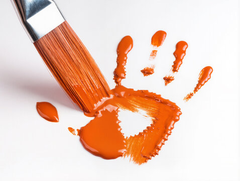 orange hand being painted