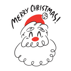 Hand Drawn Merry Christmas Santa Face 