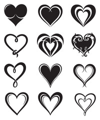Valentine Day Heart Icons Pack for Romantic Designs.