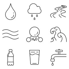 Vector Set of Line Water Icons