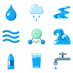 Vector Set of Color Water Icons