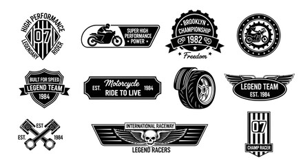 Set of vintage motorcycle labels, badges, logos and design elements. for t shirt and other uses.