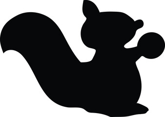 Cute Silhouette of a Squirrel Holding a Nut