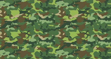 a seamless pattern of a standard green camouflage background. combines six colors shades of green, brown, and beige. for tropical forest environment © EkoPriyatno