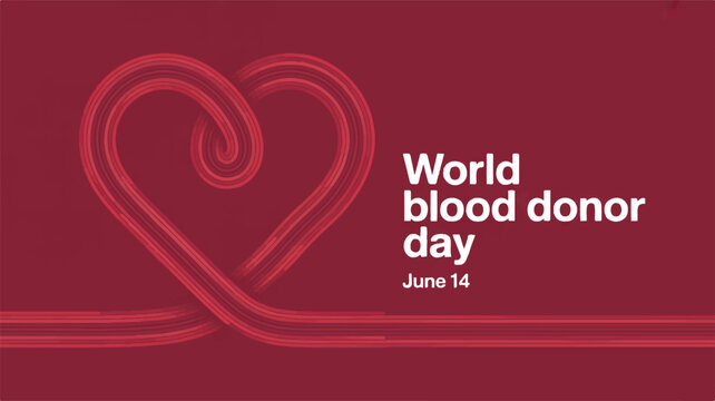 World Blood Donor Day A minimalist graphic design promoting blood donation and awareness for June 14th - Powered by Adobe