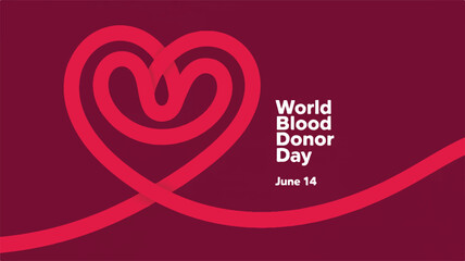 A minimalist graphic of a heart shape made from a continuous line, symbolizing blood donation and life-saving charity on a red background