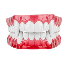 Obraz premium Realistic vampire fangs dental prosthetic isolated on transparent background