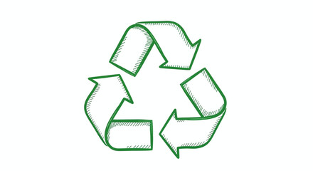 Obraz premium Green recycling symbol isolated on, a universal sign of reuse