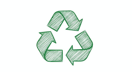 Green recycling symbol sketch isolated on for eco awareness © Mamun