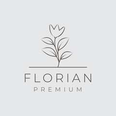 Flower botanical nature elegant minimalist logo design graphic vector