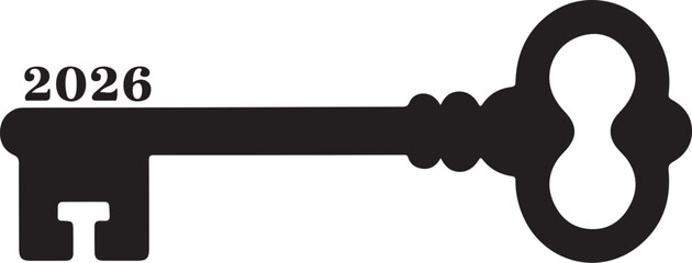 Black key with year twenty six silhouette