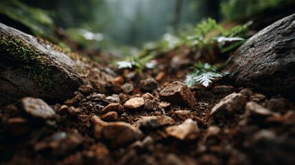 Tranquil Forest Floor with Moss and Rocks