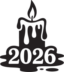 Candle with year melting flame dripping